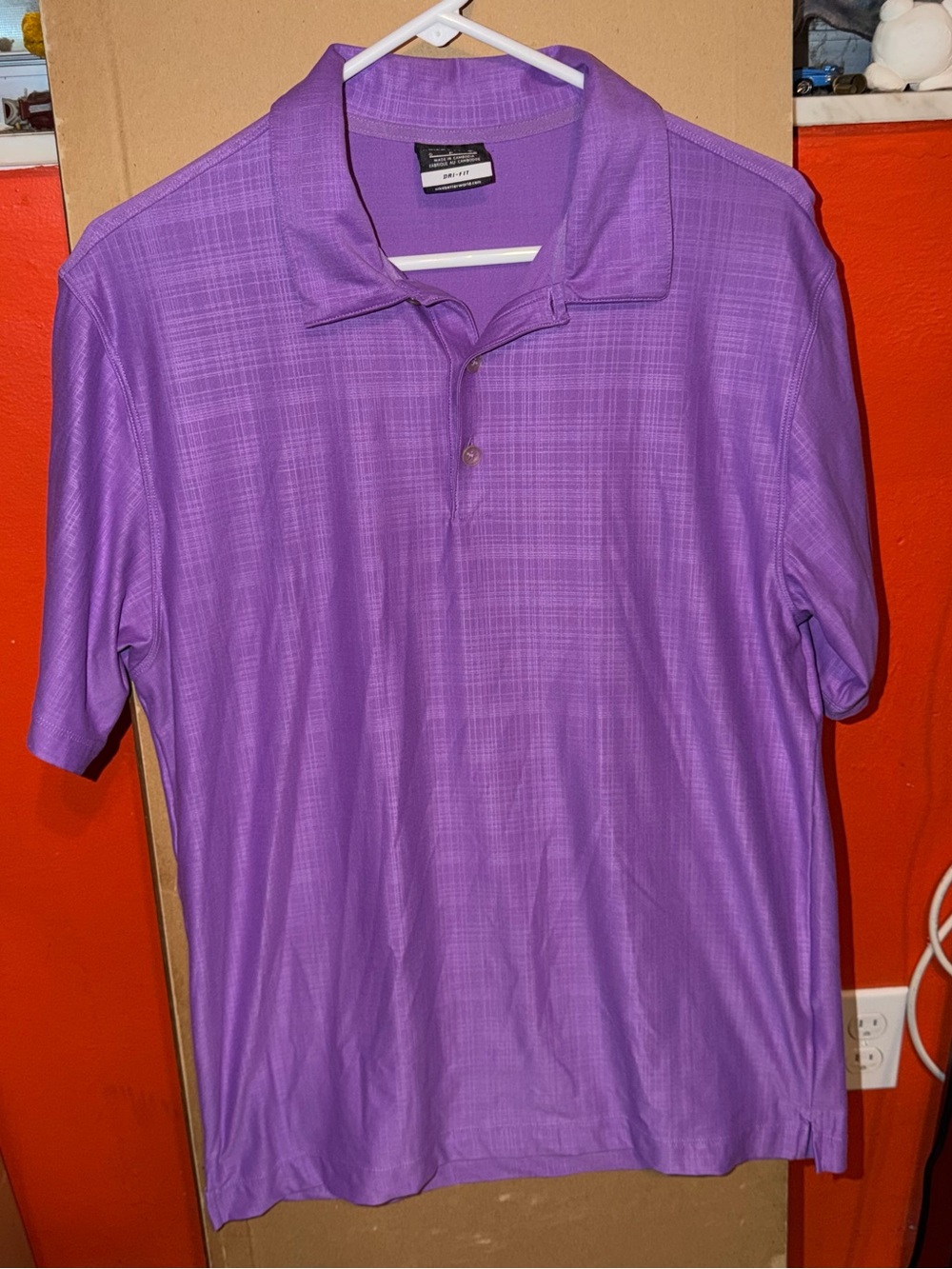 Nike Dri-Fit Purple Plaid Short Sleeve Polo Shirt Men's
